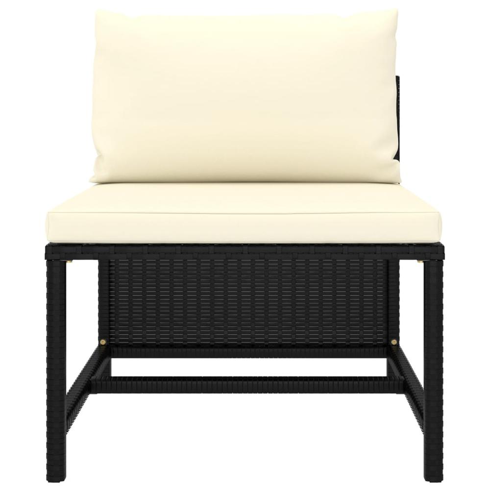 ?vidaXL Sectional Middle Sofa with Cushions Black Poly Rattan 3508. Picture 2
