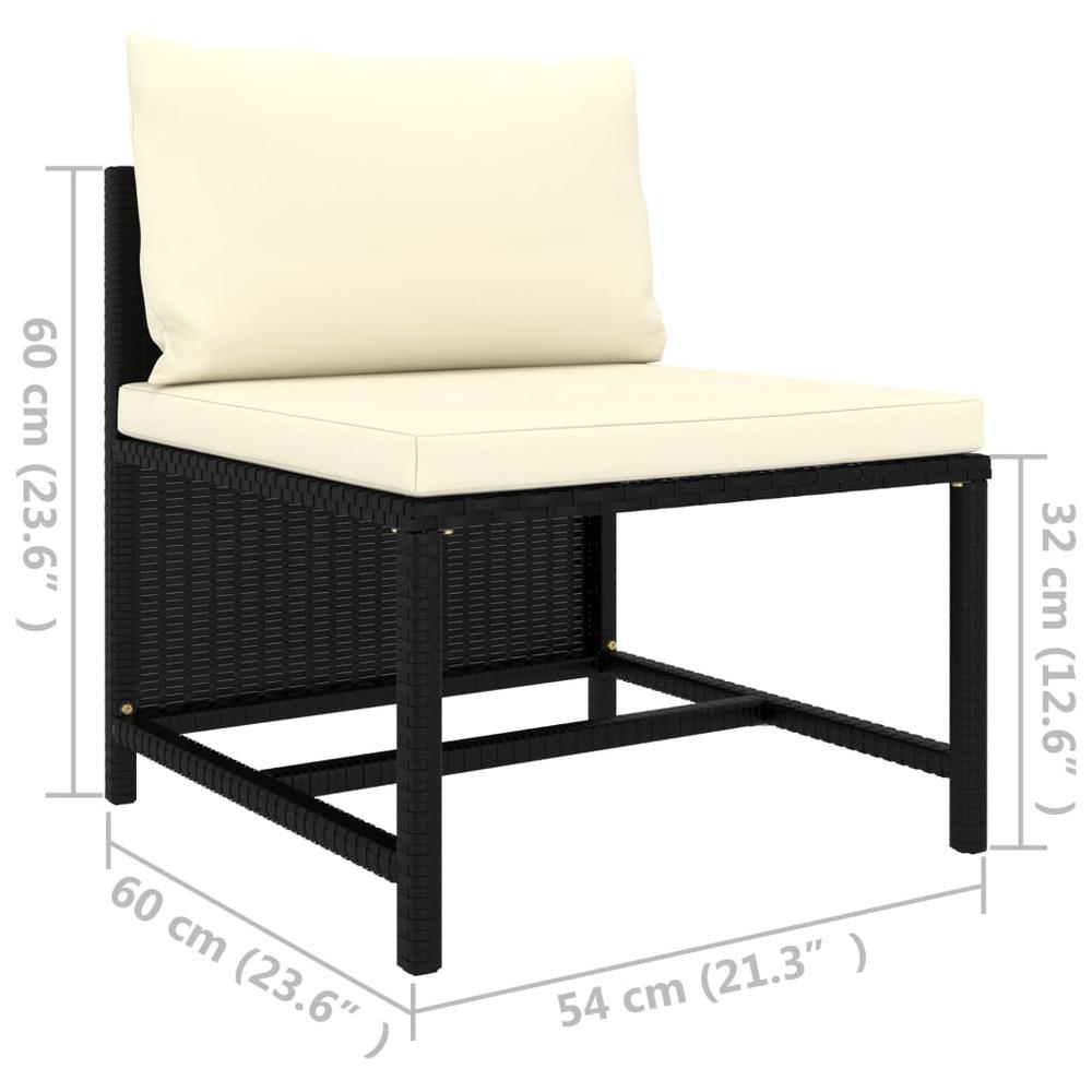 ?vidaXL Sectional Middle Sofa with Cushions Black Poly Rattan 3508. Picture 5