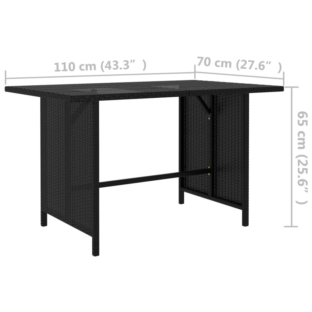 vidaXL Garden Dining Table Black 43.3"x27.6"x25. 6"Poly Rattan 3511. Picture 4