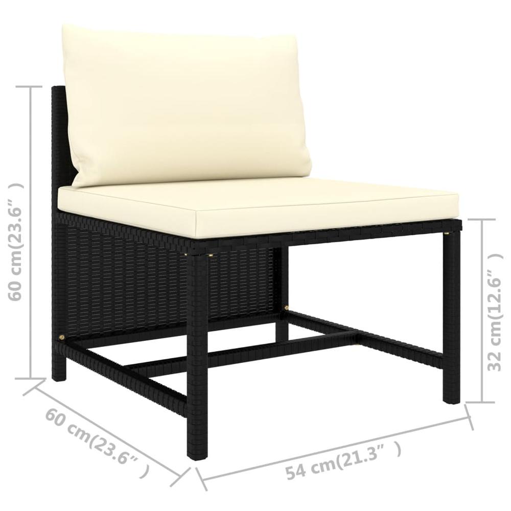 vidaXL 3 Piece Garden Sofa Set with Cushions Black Poly Rattan 3514. Picture 6