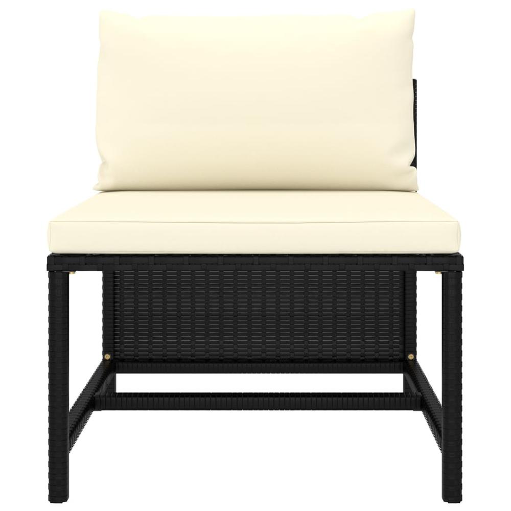vidaXL 4-Seater Garden Sofa with Cushions Black Poly Rattan 3515. Picture 5