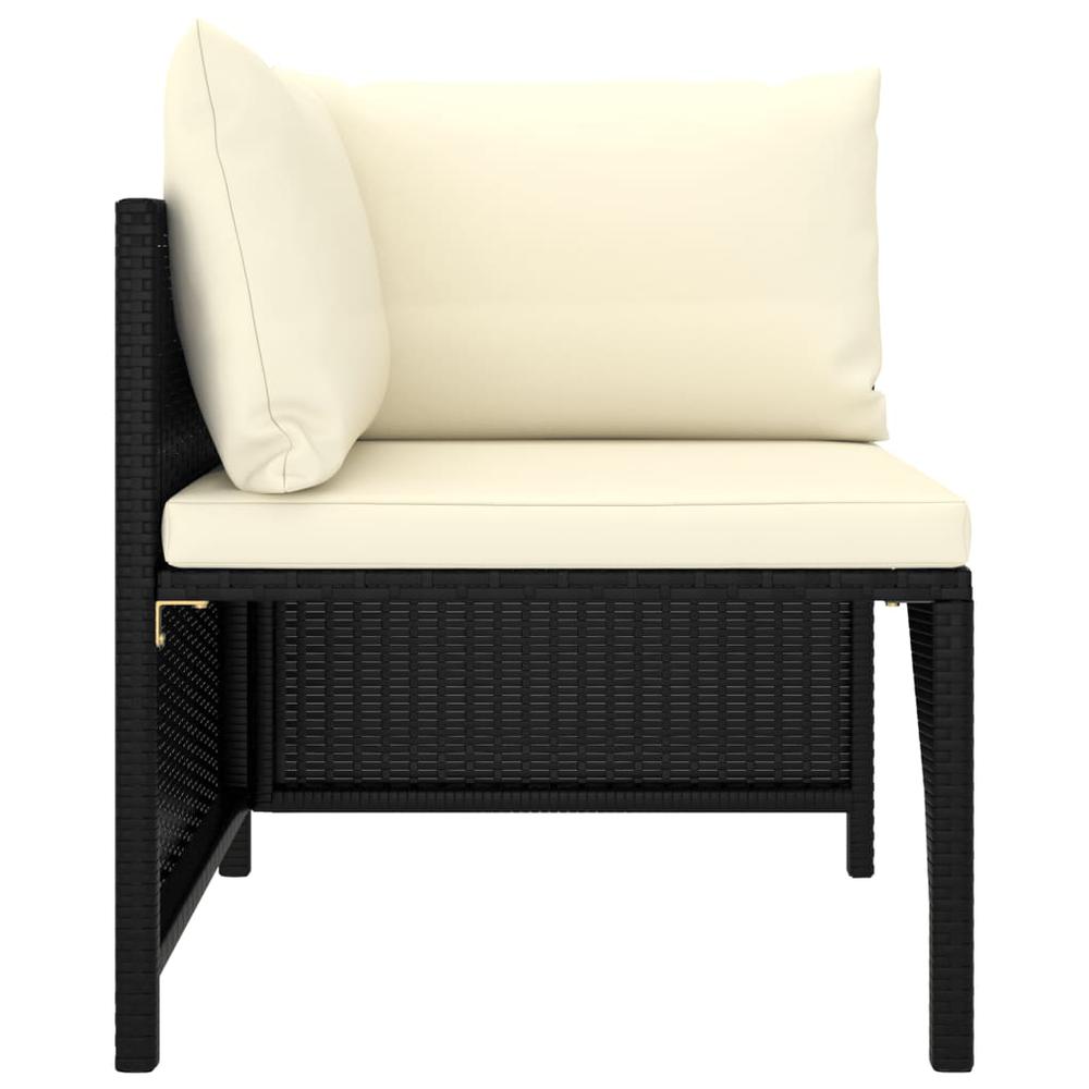 vidaXL 4 Piece Garden Sofa Set with Cushions Black Poly Rattan 3516. Picture 3