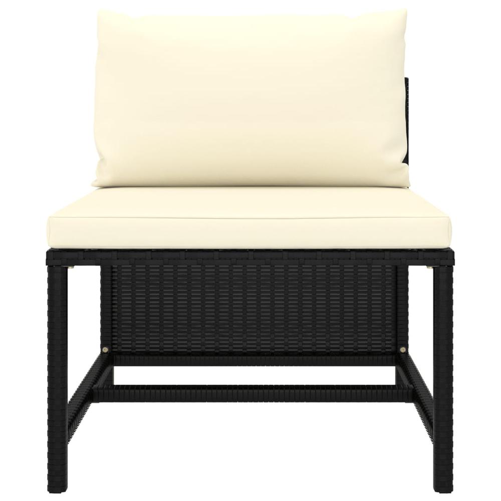 vidaXL 4 Piece Garden Sofa Set with Cushions Black Poly Rattan 3516. Picture 5