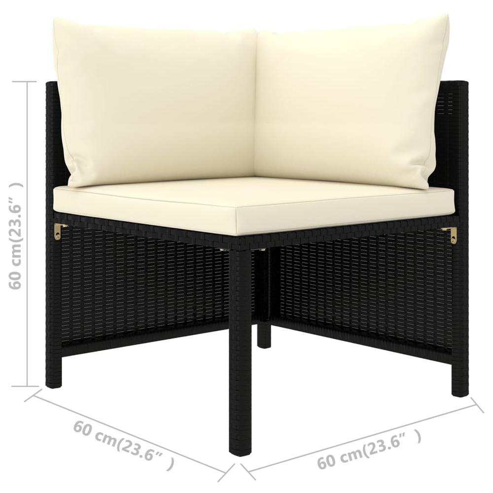 vidaXL 4 Piece Garden Sofa Set with Cushions Black Poly Rattan 3516. Picture 8