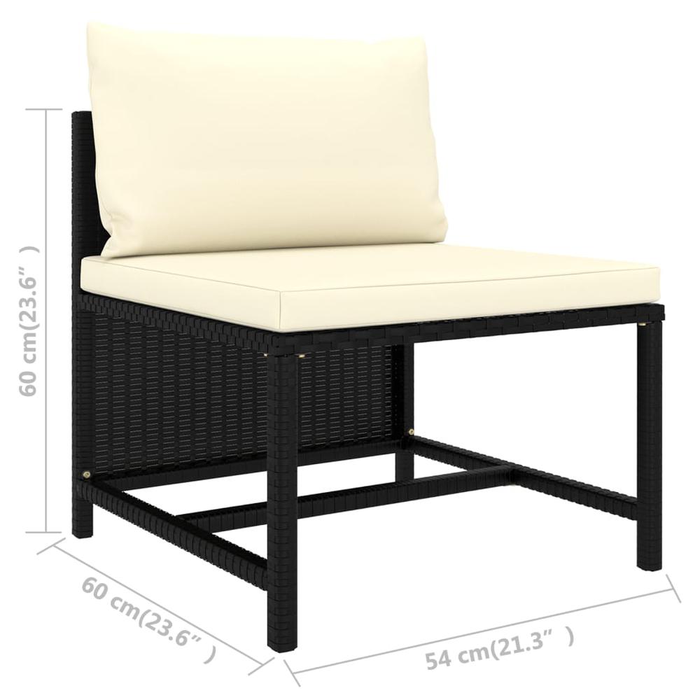 vidaXL 4 Piece Garden Sofa Set with Cushions Black Poly Rattan 3516. Picture 9