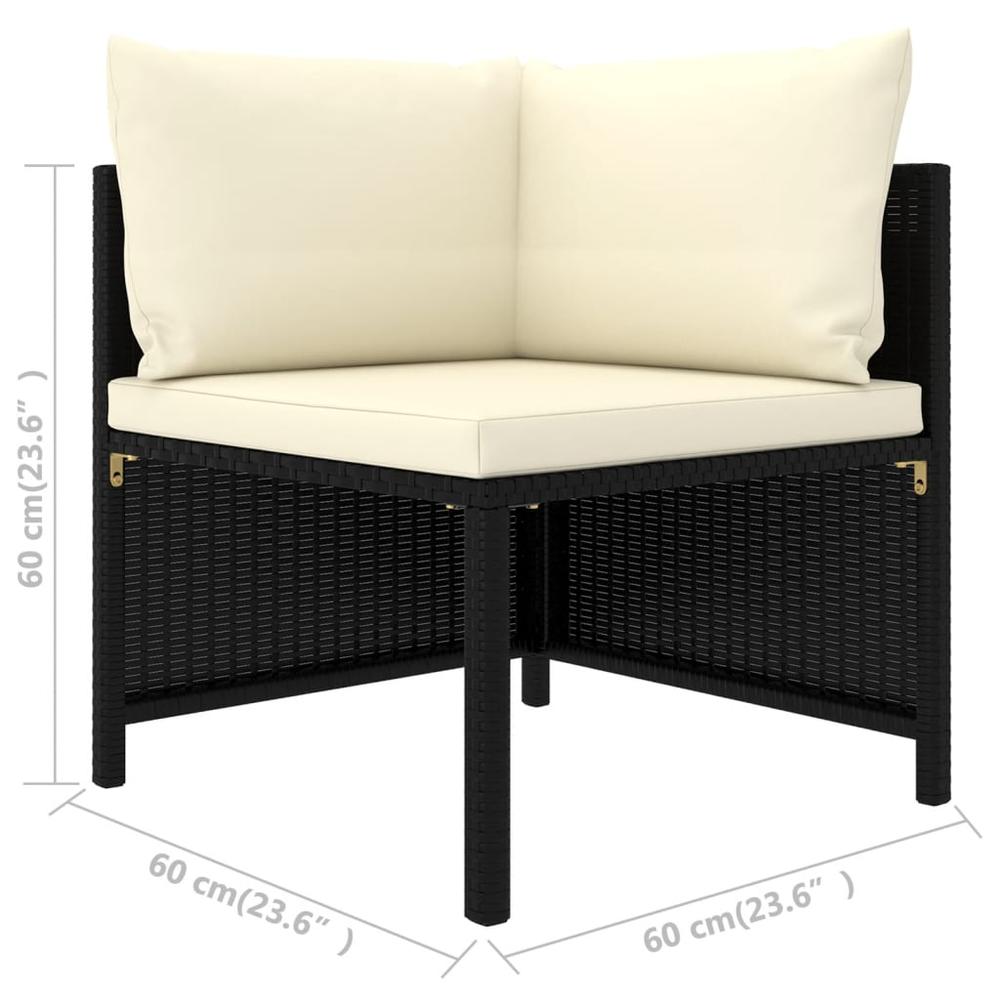 vidaXL 5 Piece Garden Sofa Set with Cushions Black Poly Rattan 3517. Picture 8