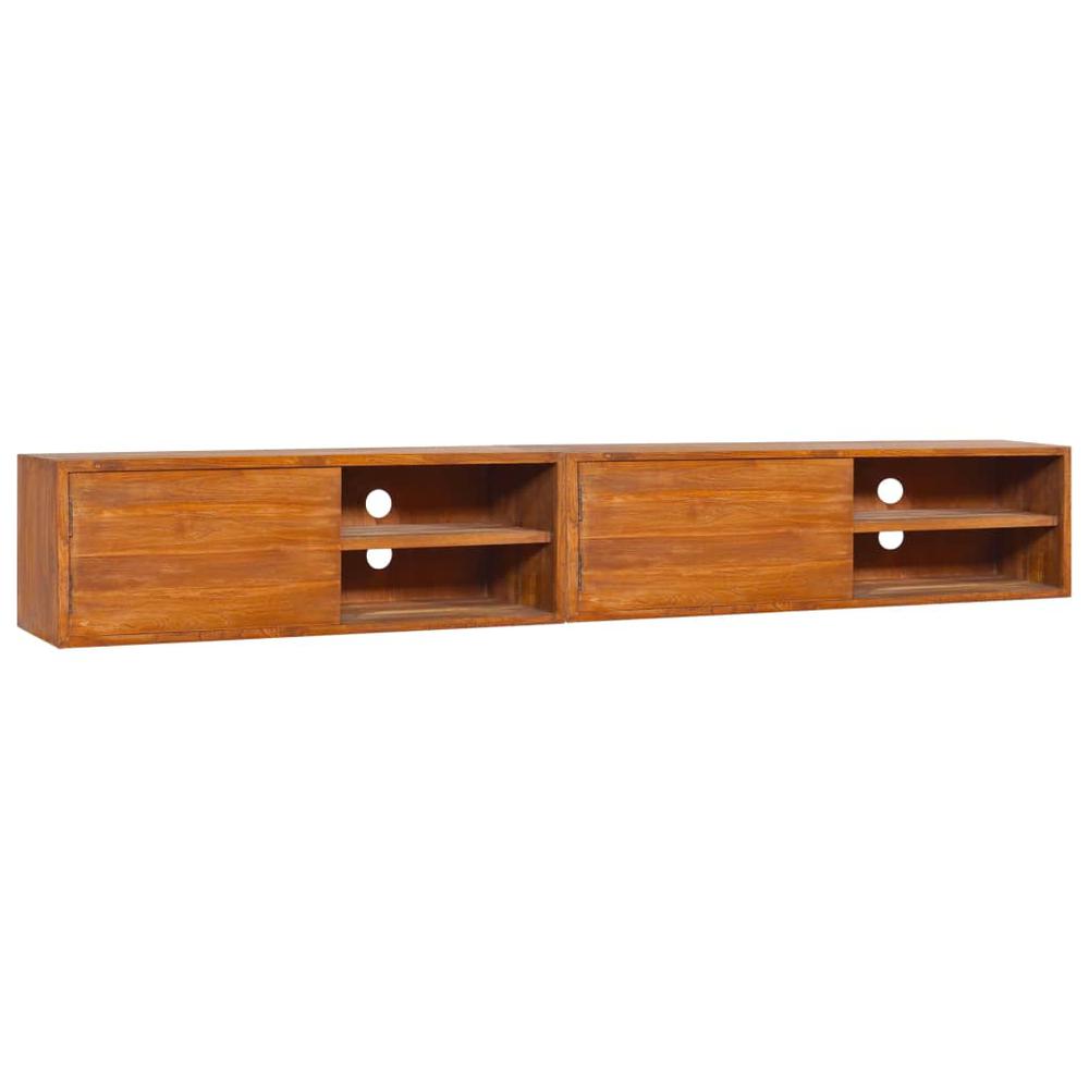 vidaXL Wall-mounted TV Cabinet 70.9"x11.8"x11.8" Solid Teak Wood, 3057505. Picture 1