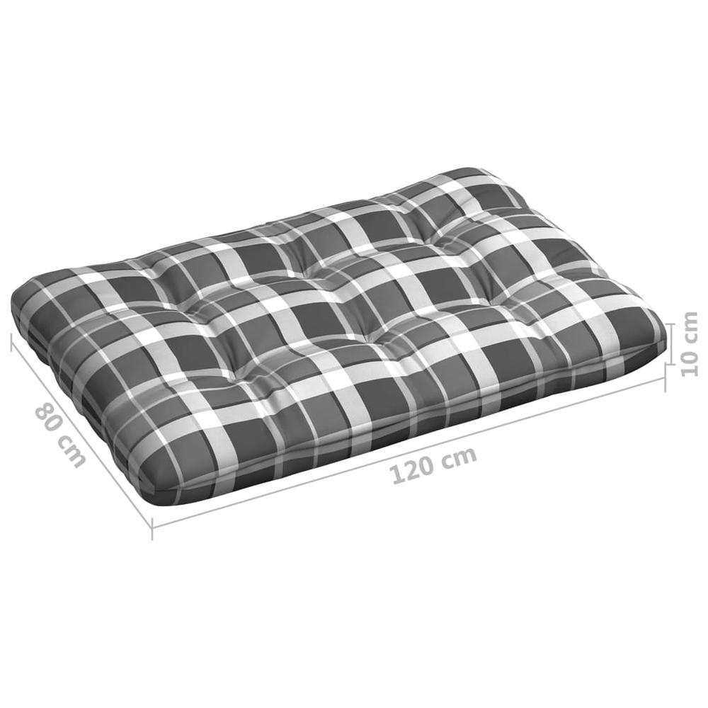 vidaXL Pallet Sofa Cushion Gray Check Pattern 47.2"x31.5"x3.9". Picture 5