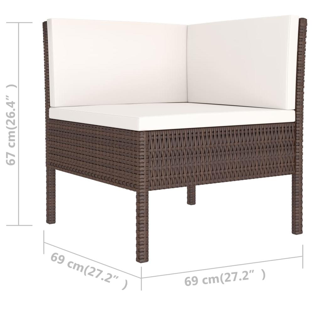 vidaXL 6 Piece Patio Lounge Set with Cushions Poly Rattan Brown, 3056961. Picture 6