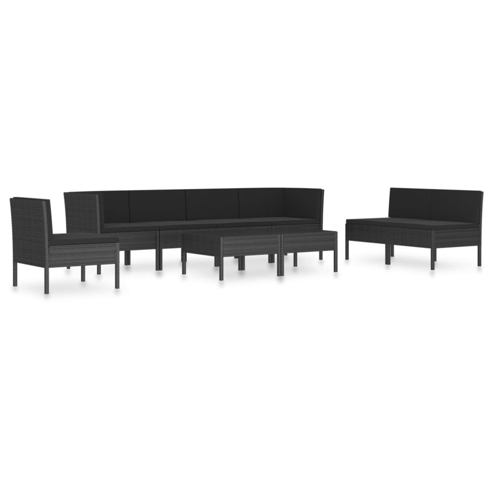 vidaXL 9 Piece Garden Lounge Set with Cushions Poly Rattan Black, 3056971. Picture 2