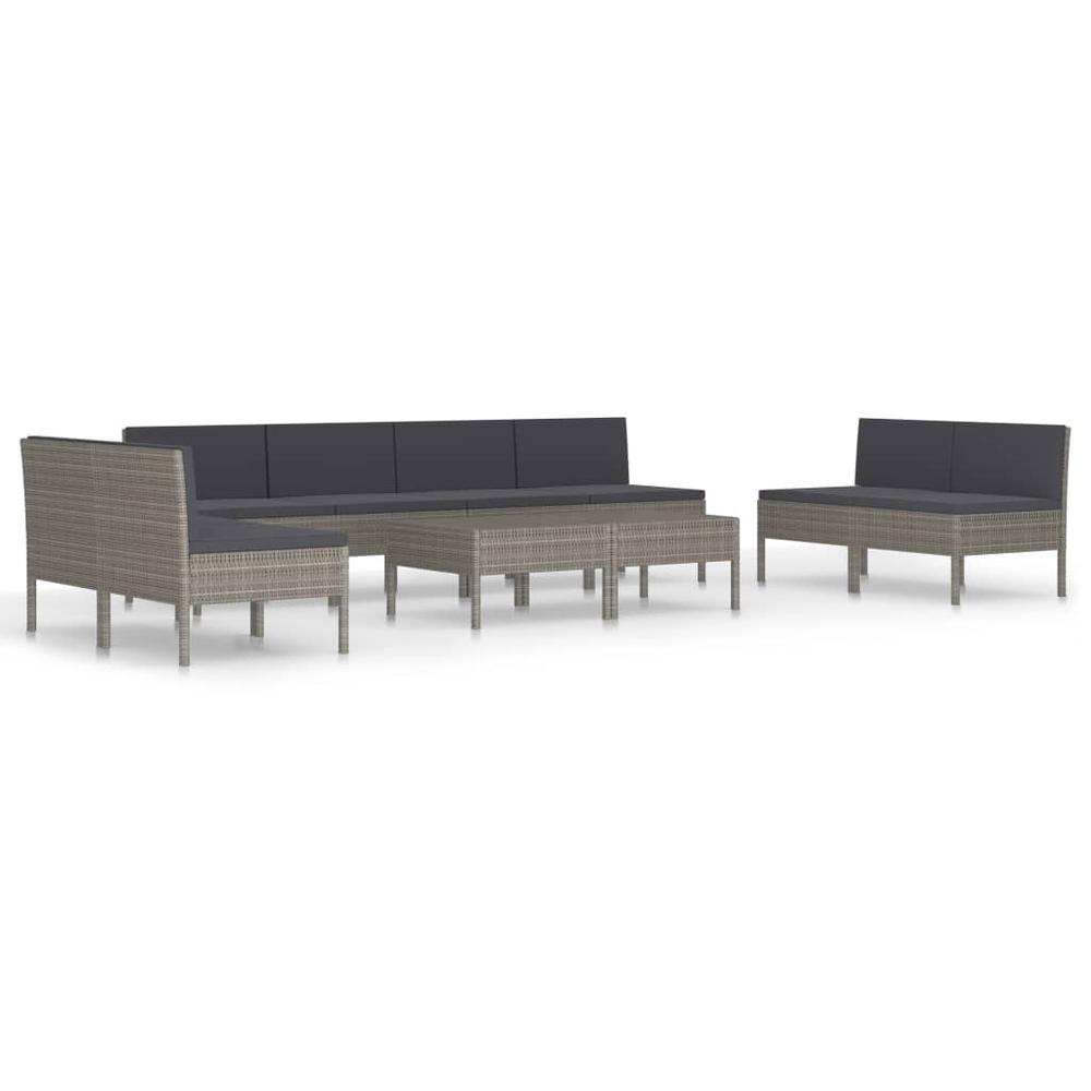 vidaXL 10 Piece Garden Lounge Set with Cushions Poly Rattan Gray, 3056980. Picture 2