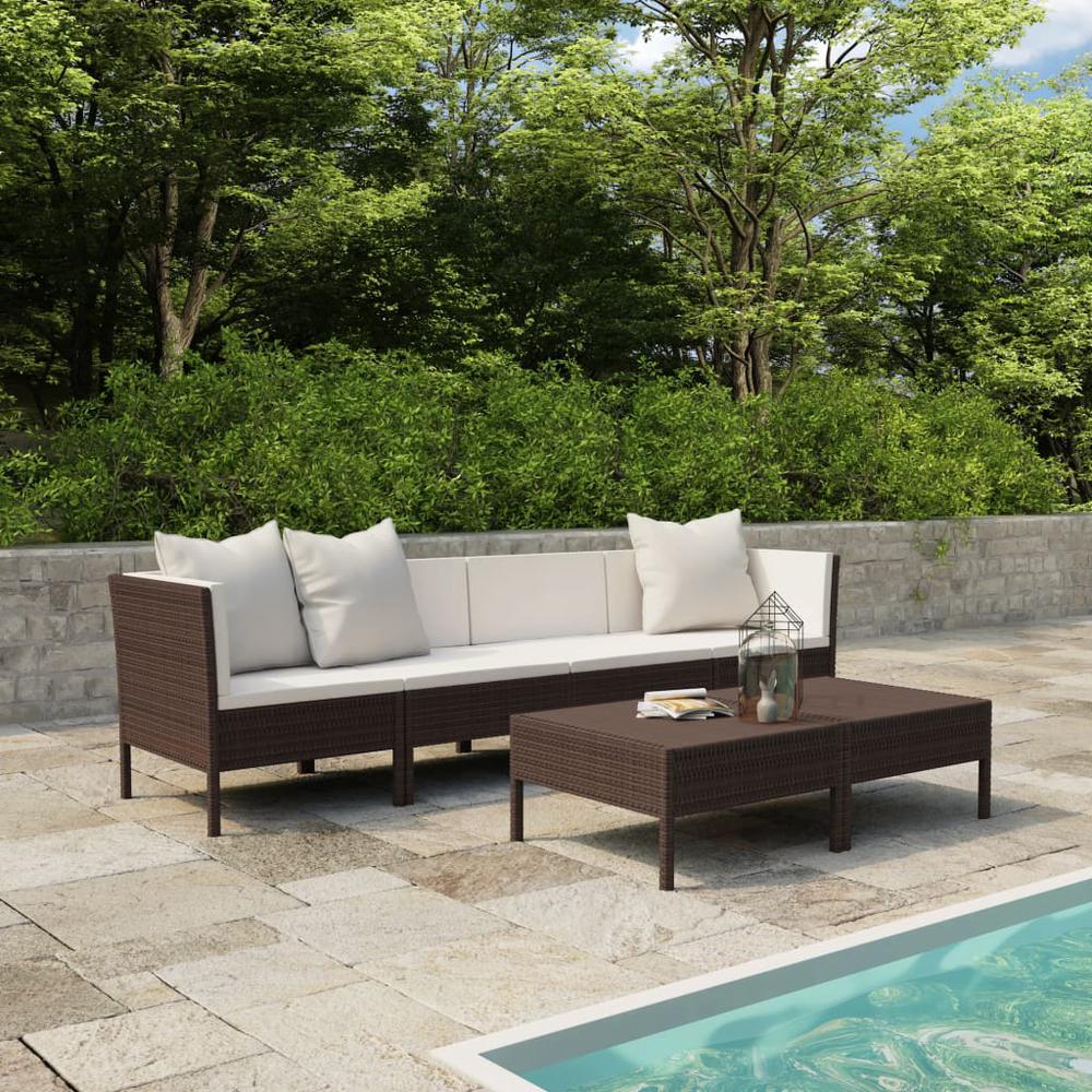 vidaXL 6 Piece Garden Lounge Set with Cushions Poly Rattan Brown, 3056981. The main picture.