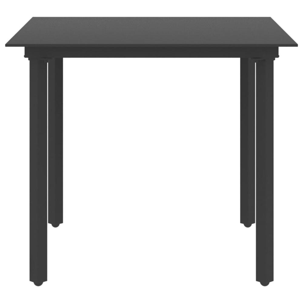 vidaXL Garden Dining Table Black 31.5"x31.5"x29.1" Steel and Glass, 313109. Picture 3