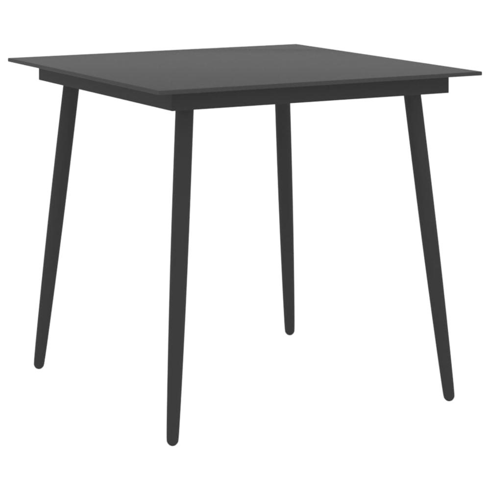 vidaXL Garden Dining Table Black 31.5"x31.5"x29.1" Steel and Glass, 313114. Picture 1