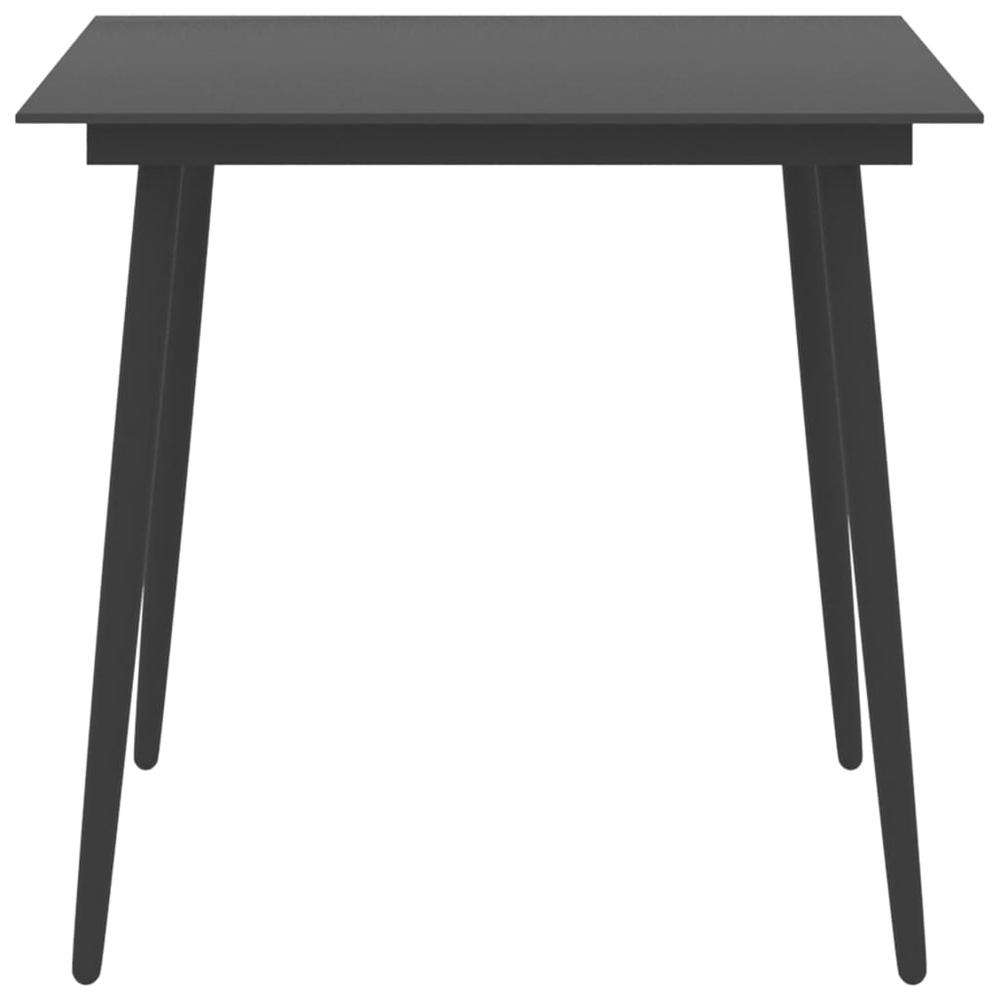 vidaXL Garden Dining Table Black 31.5"x31.5"x29.1" Steel and Glass, 313114. Picture 3