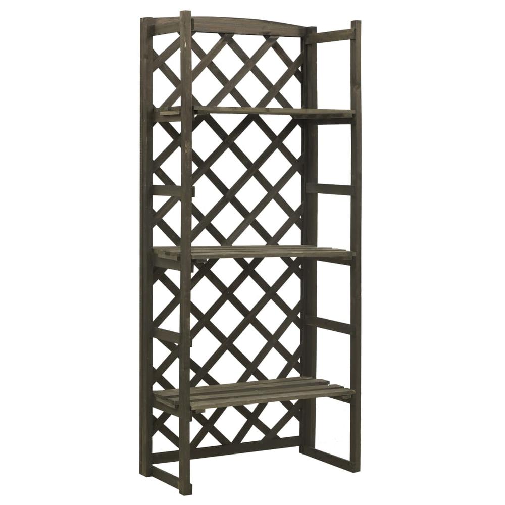 vidaXL Plant Stand with Trellis Gray 23.6"x11.8"x55.1" Solid Firwood, 314835. Picture 1
