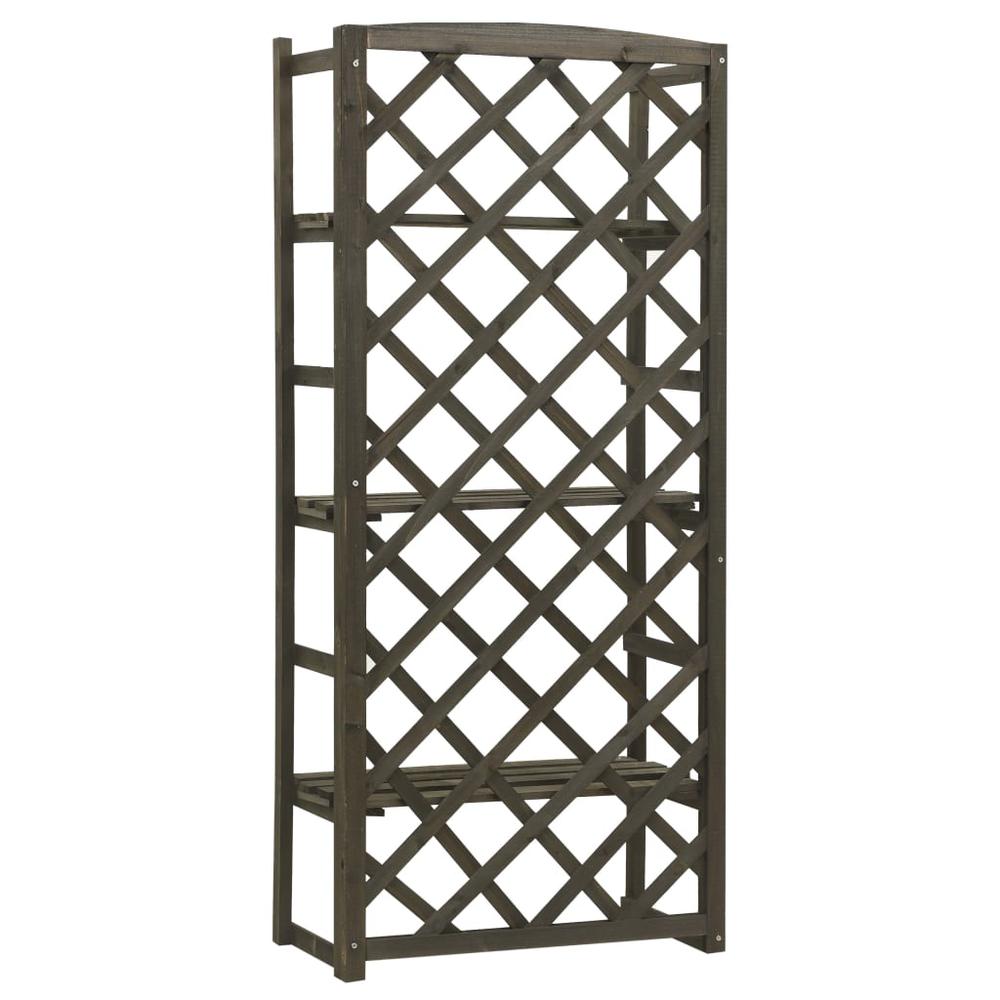 vidaXL Plant Stand with Trellis Gray 23.6"x11.8"x55.1" Solid Firwood, 314835. Picture 4