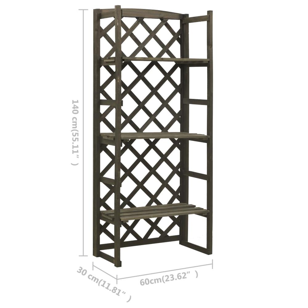 vidaXL Plant Stand with Trellis Gray 23.6"x11.8"x55.1" Solid Firwood, 314835. Picture 6