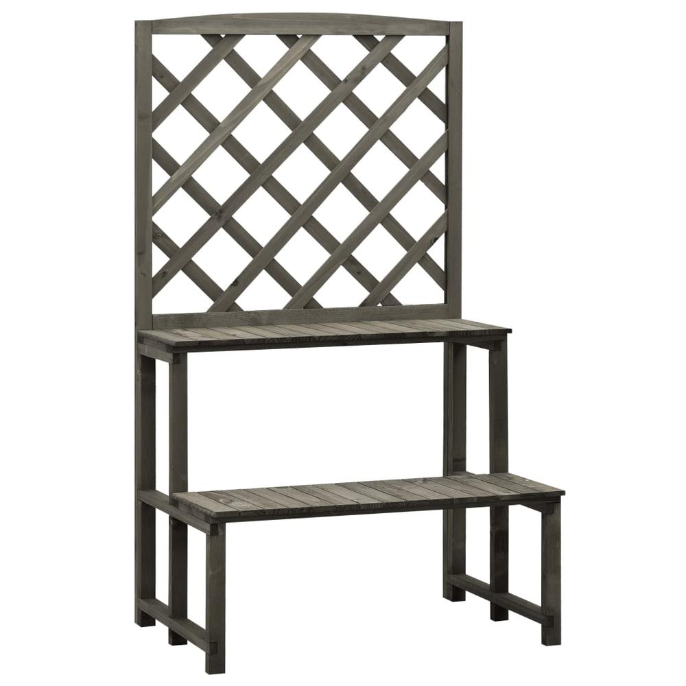 vidaXL Plant Stand with Trellis Gray 27.6"x16.5"x47.2" Solid Firwood, 314843. Picture 1