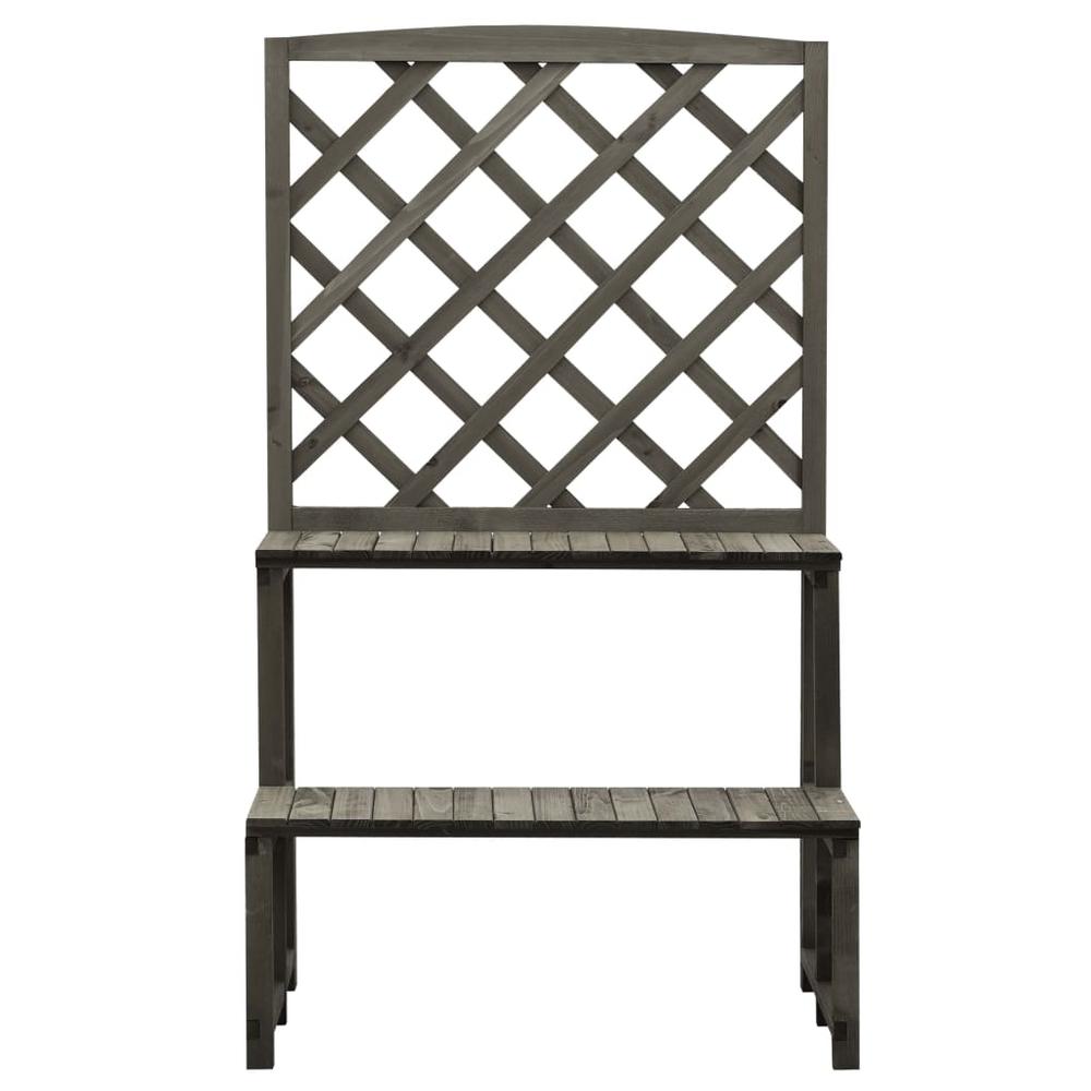 vidaXL Plant Stand with Trellis Gray 27.6"x16.5"x47.2" Solid Firwood, 314843. Picture 2