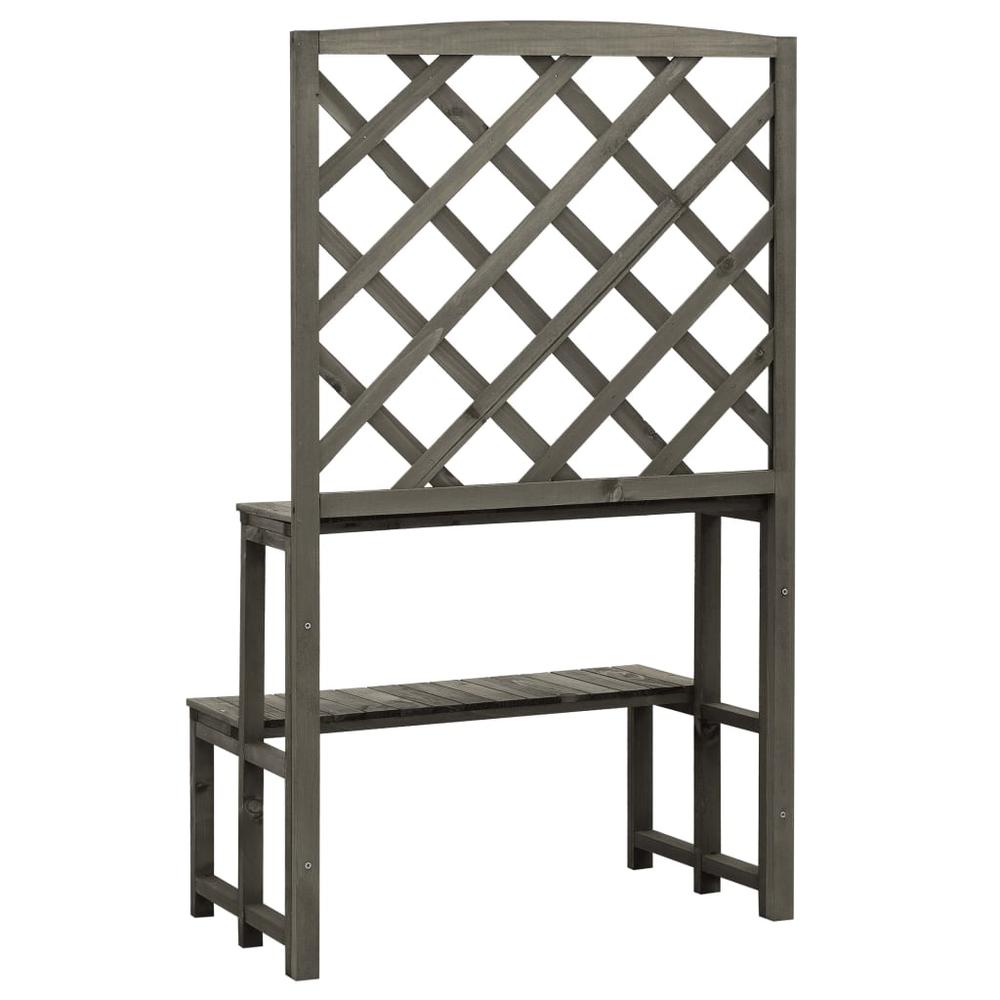 vidaXL Plant Stand with Trellis Gray 27.6"x16.5"x47.2" Solid Firwood, 314843. Picture 4