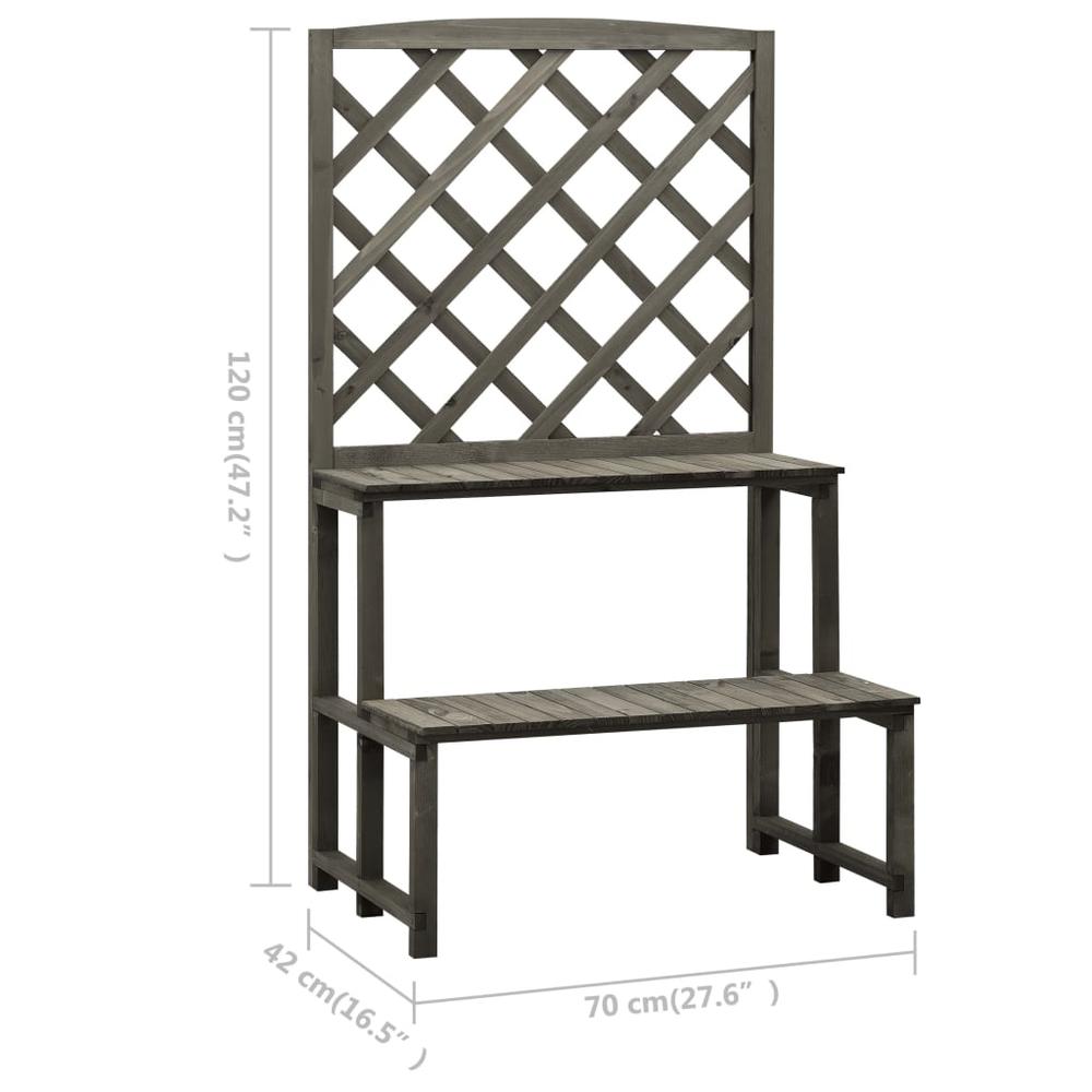 vidaXL Plant Stand with Trellis Gray 27.6"x16.5"x47.2" Solid Firwood, 314843. Picture 6