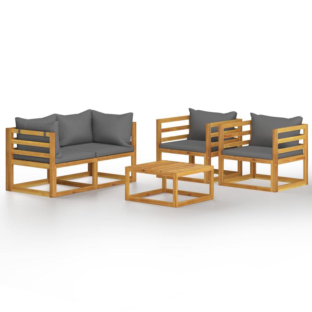 vidaXL 5 Piece Garden Lounge Set with Cushion Solid Acacia Wood, 3057609. Picture 1