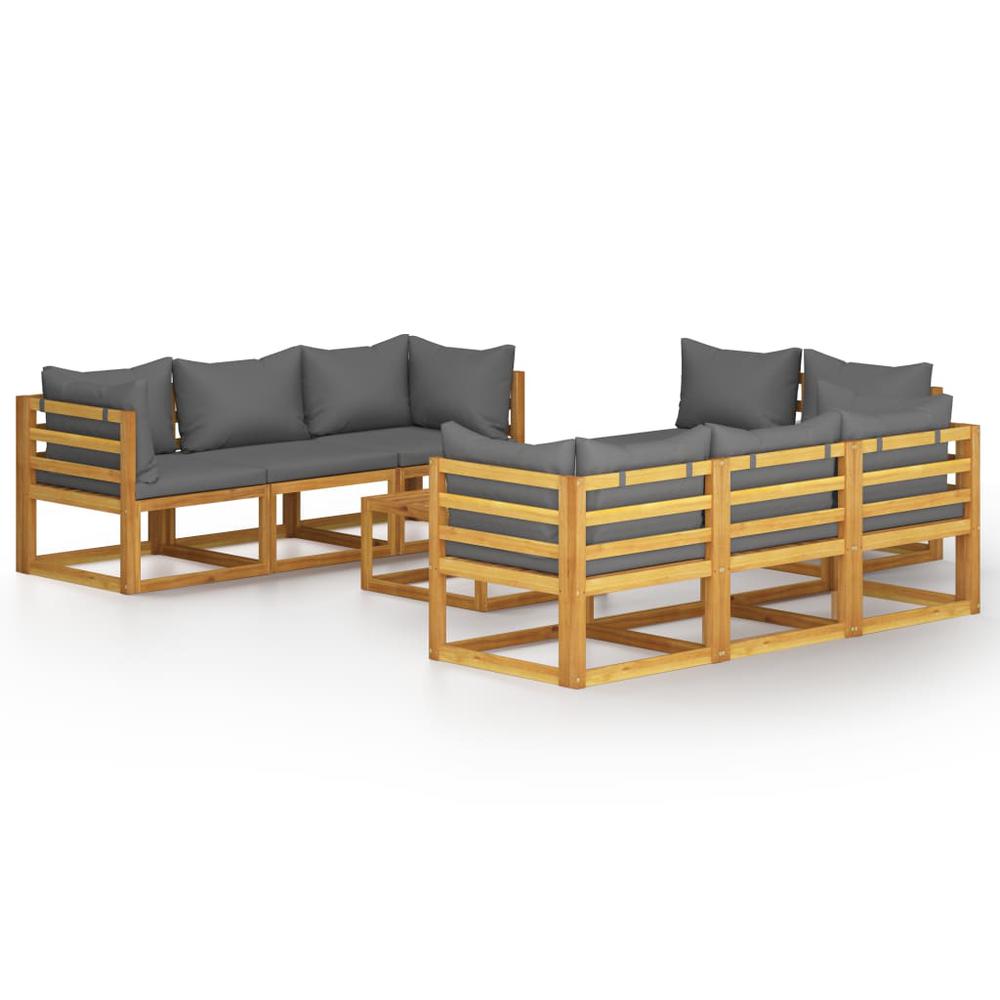 vidaXL 9 Piece Garden Lounge Set with Cushion Solid Acacia Wood, 3057611. Picture 1