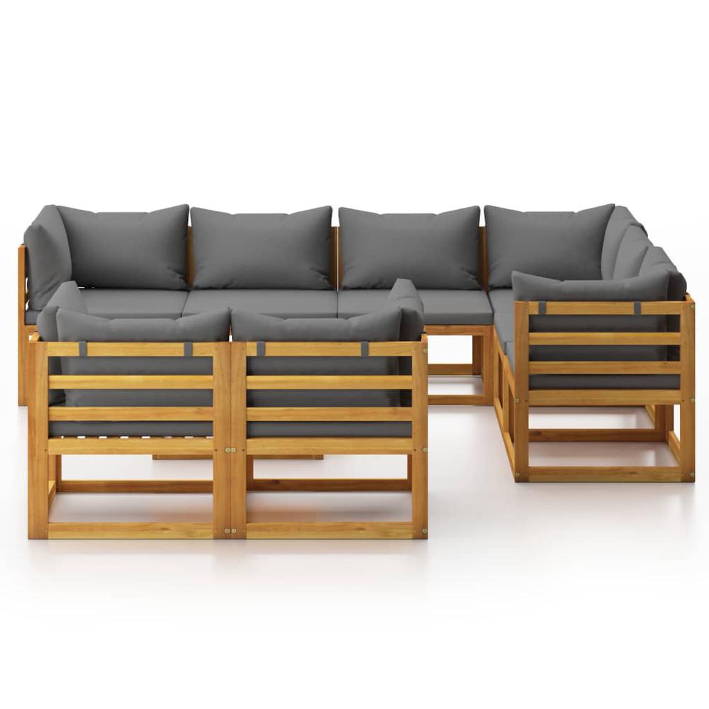 vidaXL 10 Piece Garden Lounge Set with Cushion Solid Acacia Wood, 3057616. Picture 2
