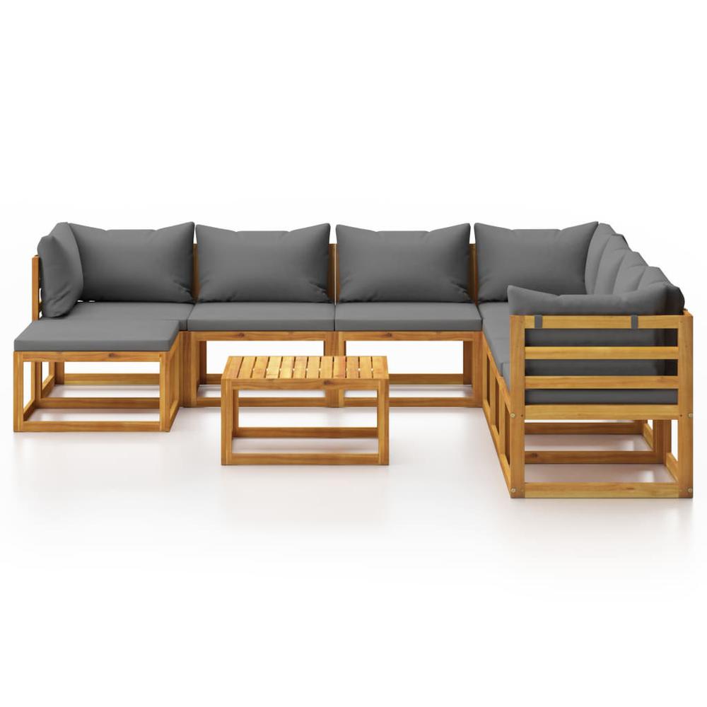 vidaXL 9 Piece Garden Lounge Set with Cushion Solid Acacia Wood, 3057620. Picture 2