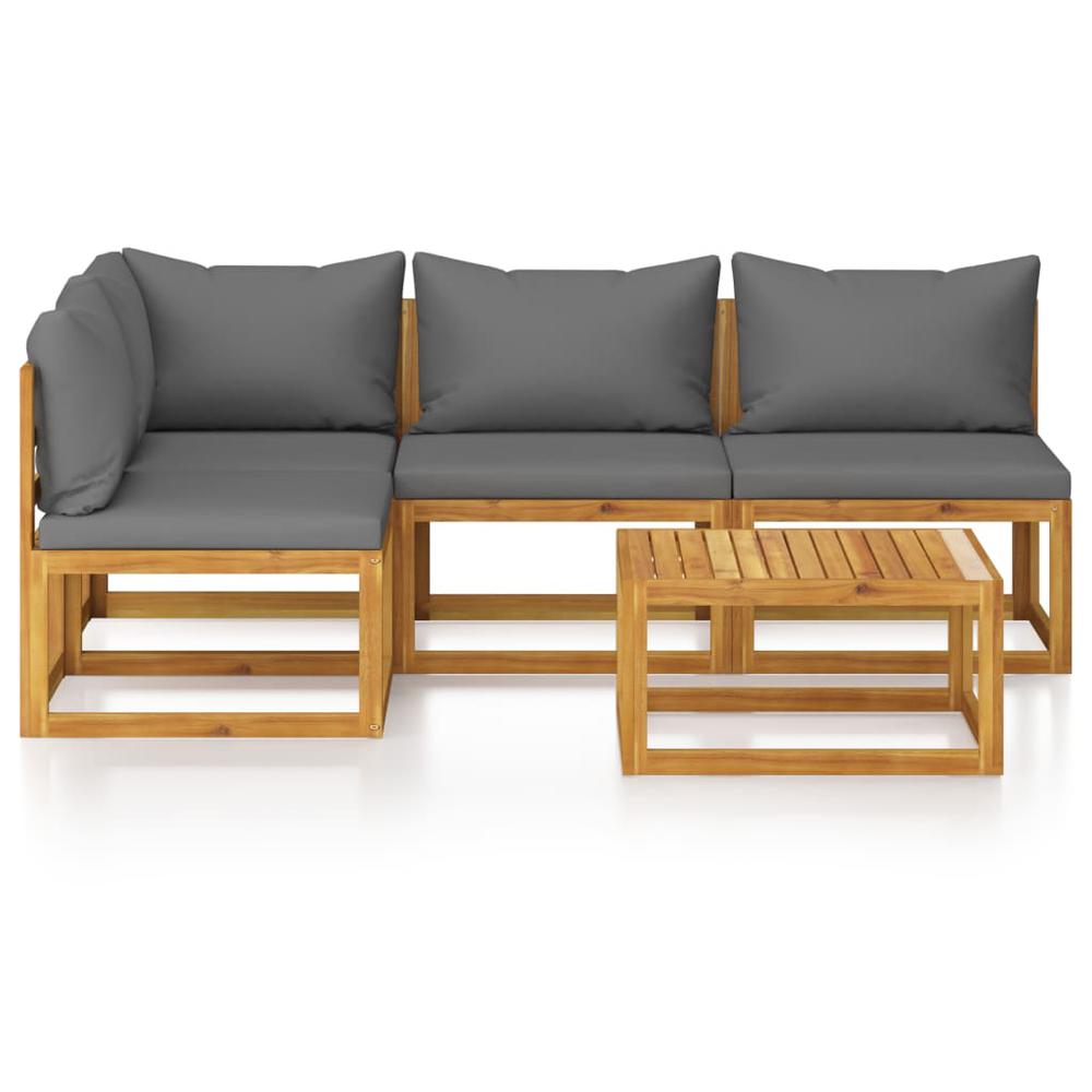 vidaXL 5 Piece Garden Lounge Set with Cushion Solid Acacia Wood, 3057626. Picture 2