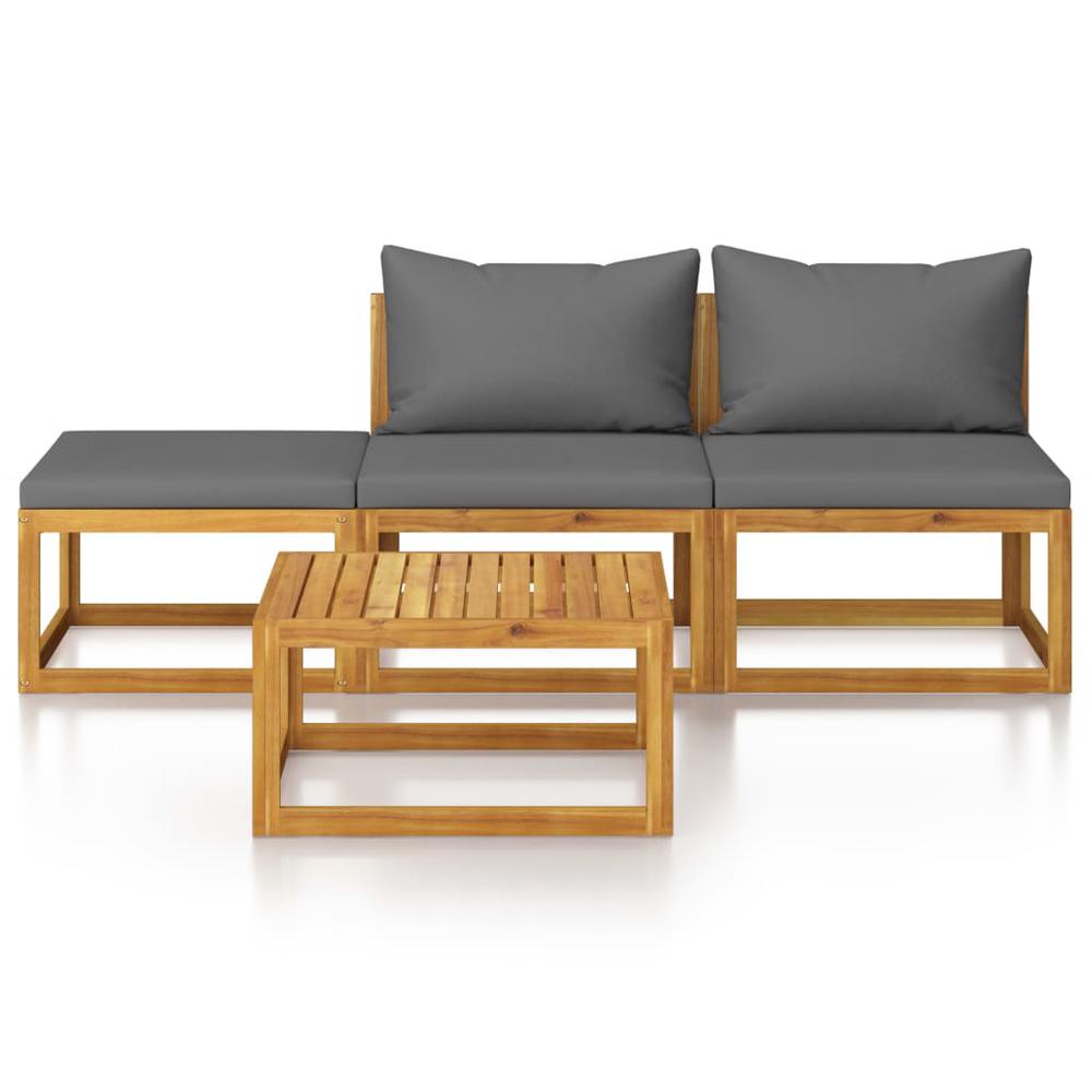 vidaXL 4 Piece Garden Lounge Set with Cushion Solid Acacia Wood, 3057627. Picture 2