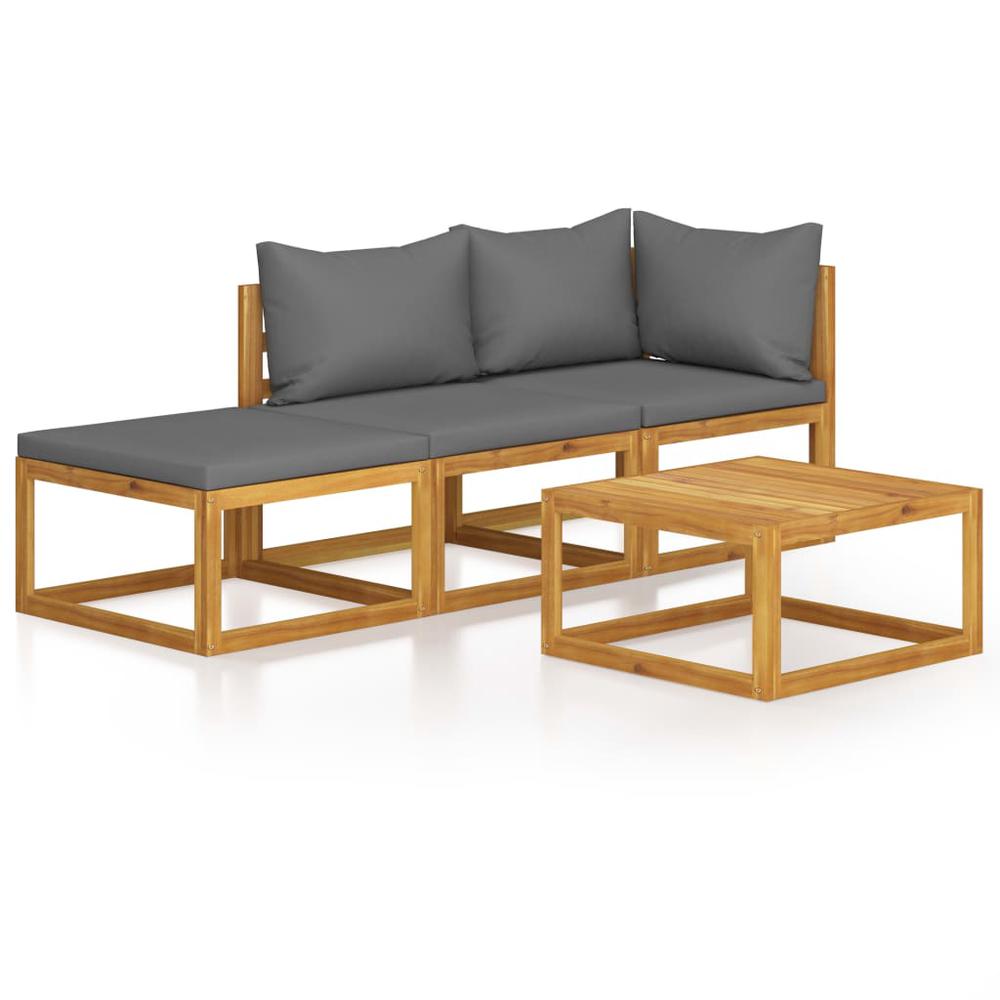 vidaXL 4 Piece Garden Lounge Set with Cushion Solid Acacia Wood, 3057628. The main picture.