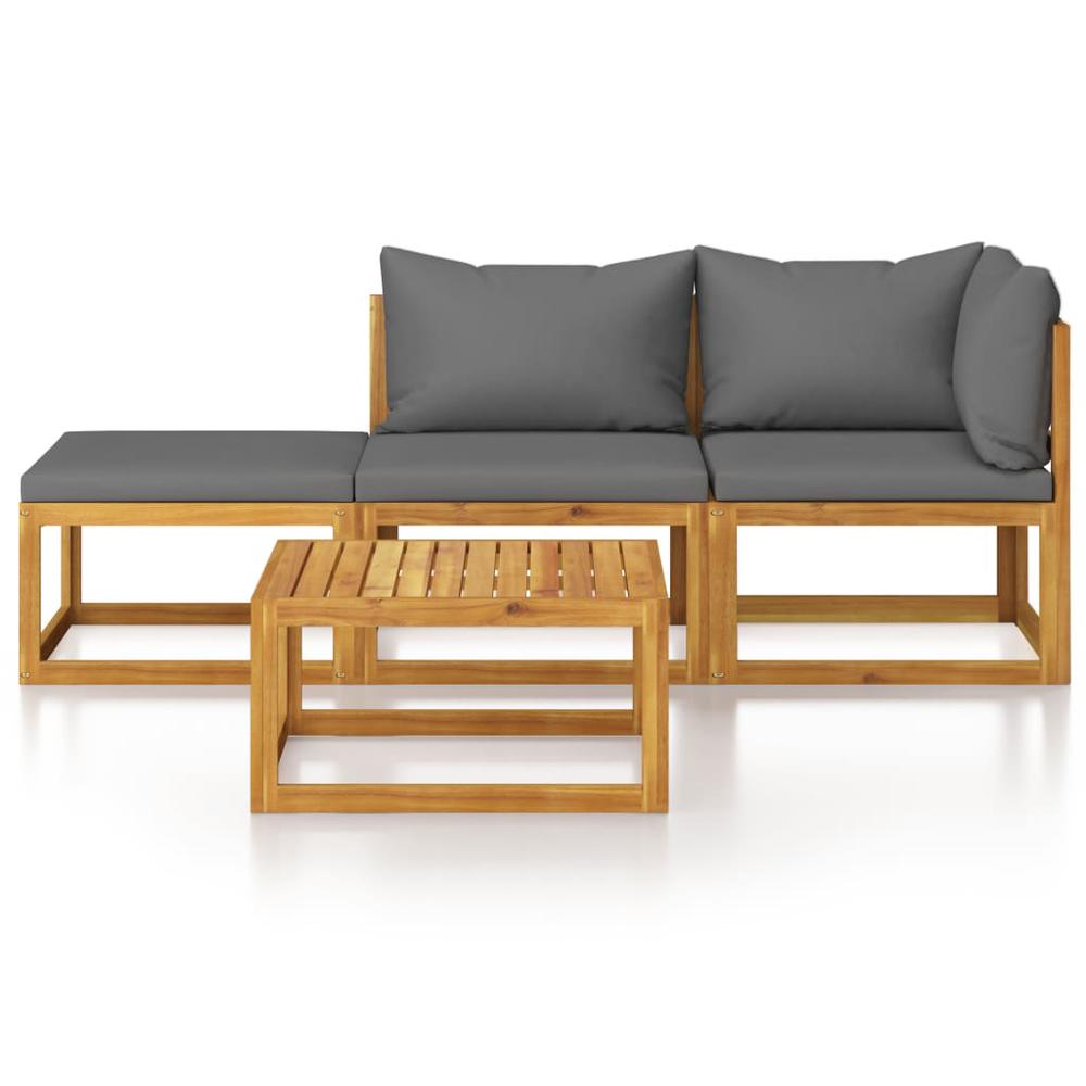 vidaXL 4 Piece Garden Lounge Set with Cushion Solid Acacia Wood, 3057628. Picture 2