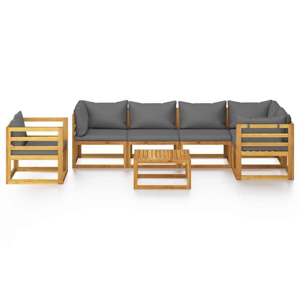 vidaXL 7 Piece Garden Lounge Set with Cushion Solid Acacia Wood, 3057629. Picture 2