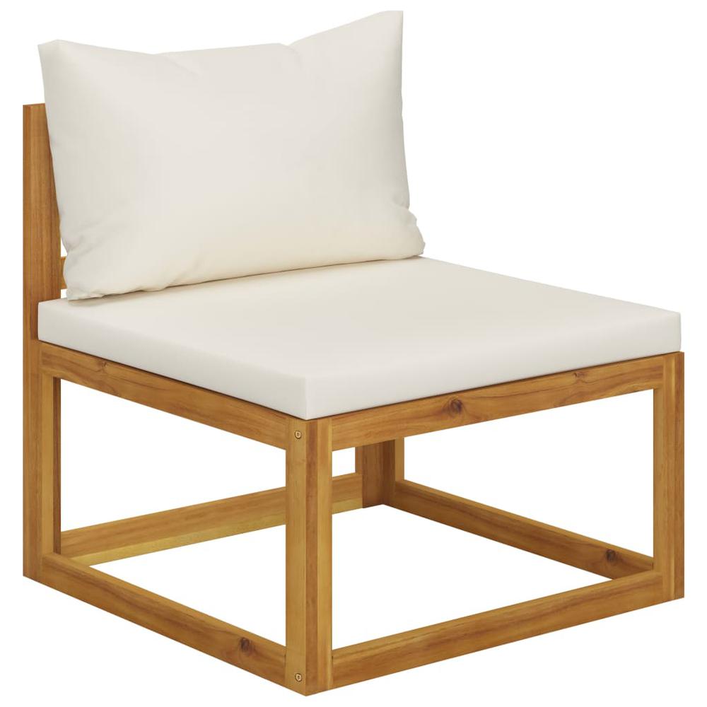 vidaXL 5 Piece Garden Lounge Set with Cushion Cream Solid Acacia Wood, 3057633. Picture 7