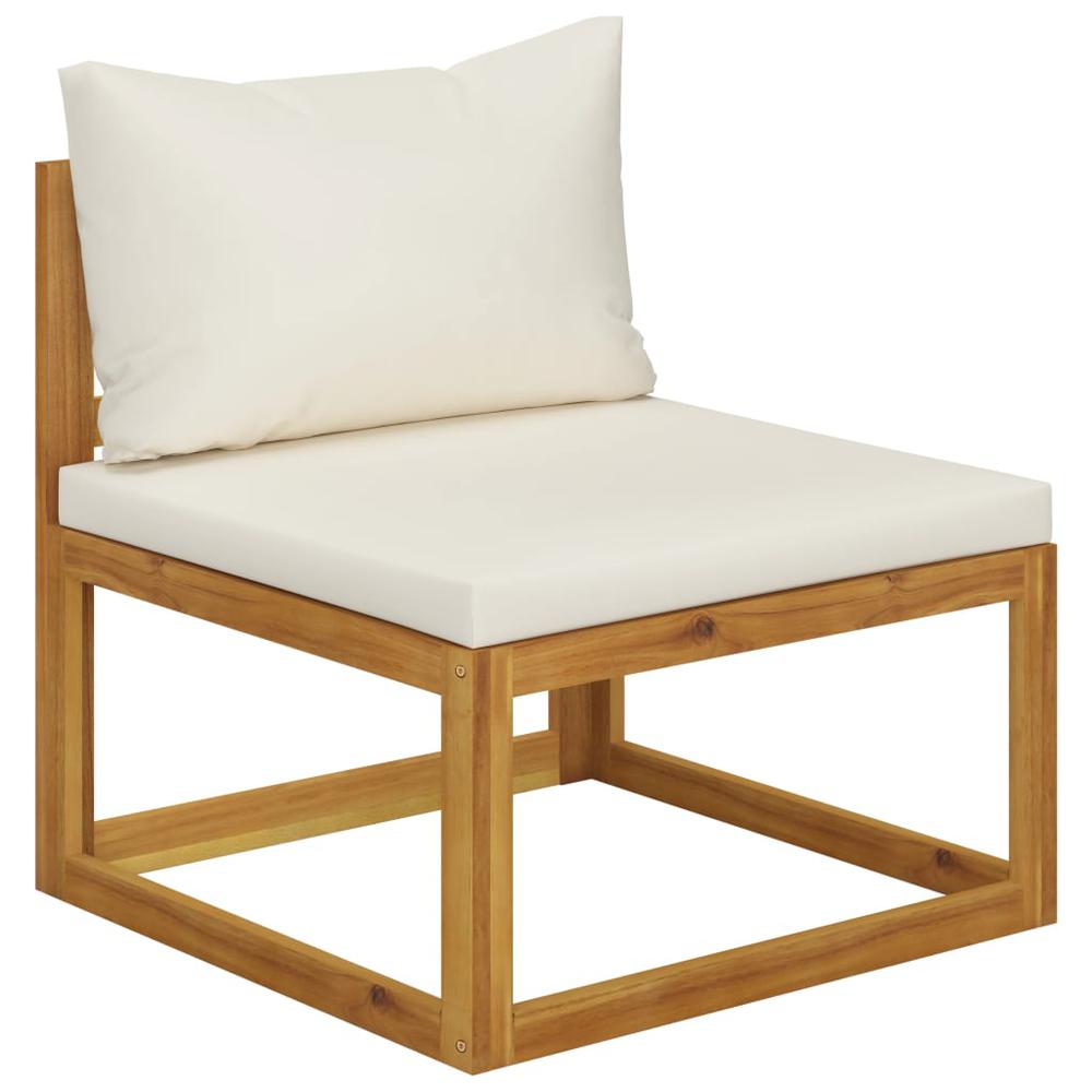 vidaXL 7 Piece Garden Lounge Set with Cushion Cream Solid Acacia Wood, 3057637. Picture 7