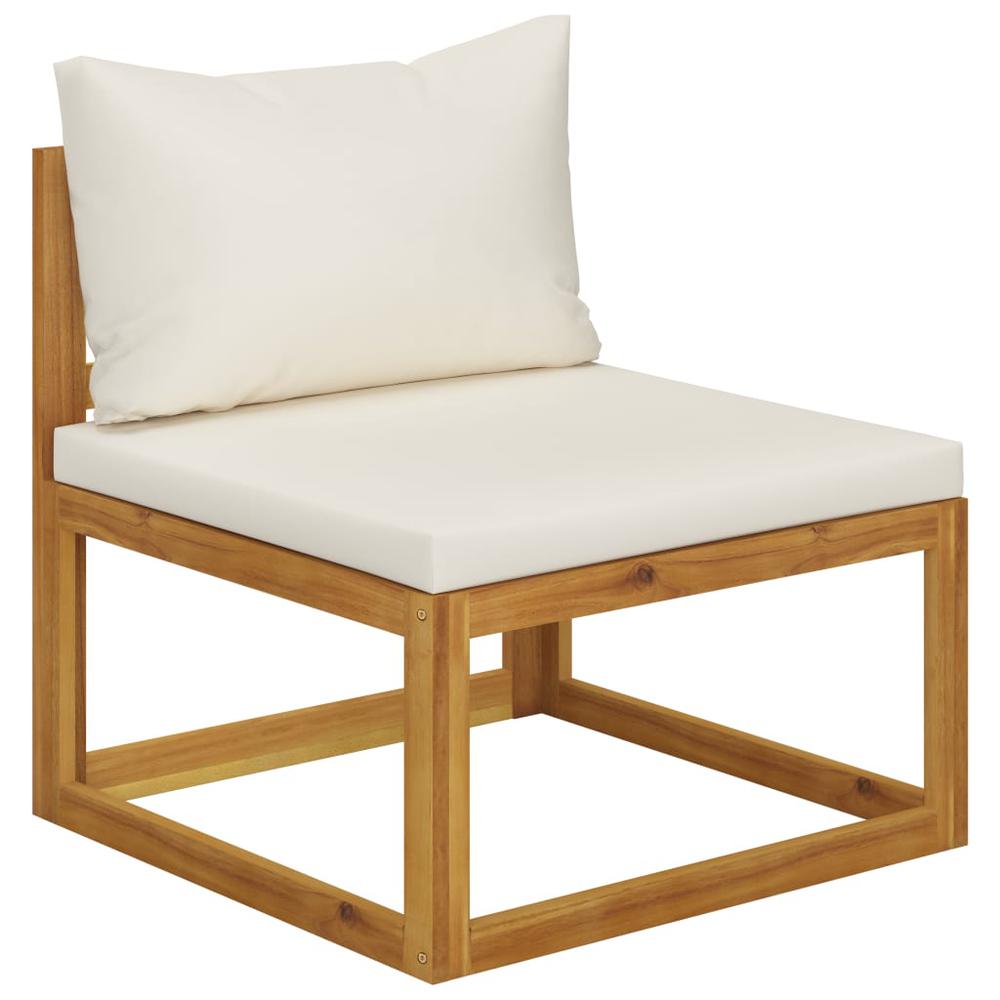 vidaXL 6 Piece Garden Lounge Set with Cushion Cream Solid Acacia Wood, 3057641. Picture 7