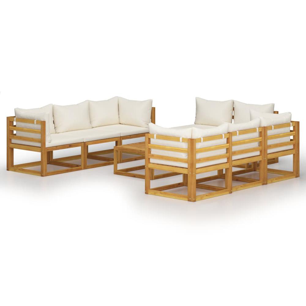 vidaXL 9 Piece Garden Lounge Set with Cushion Cream Solid Acacia Wood 7642. Picture 1