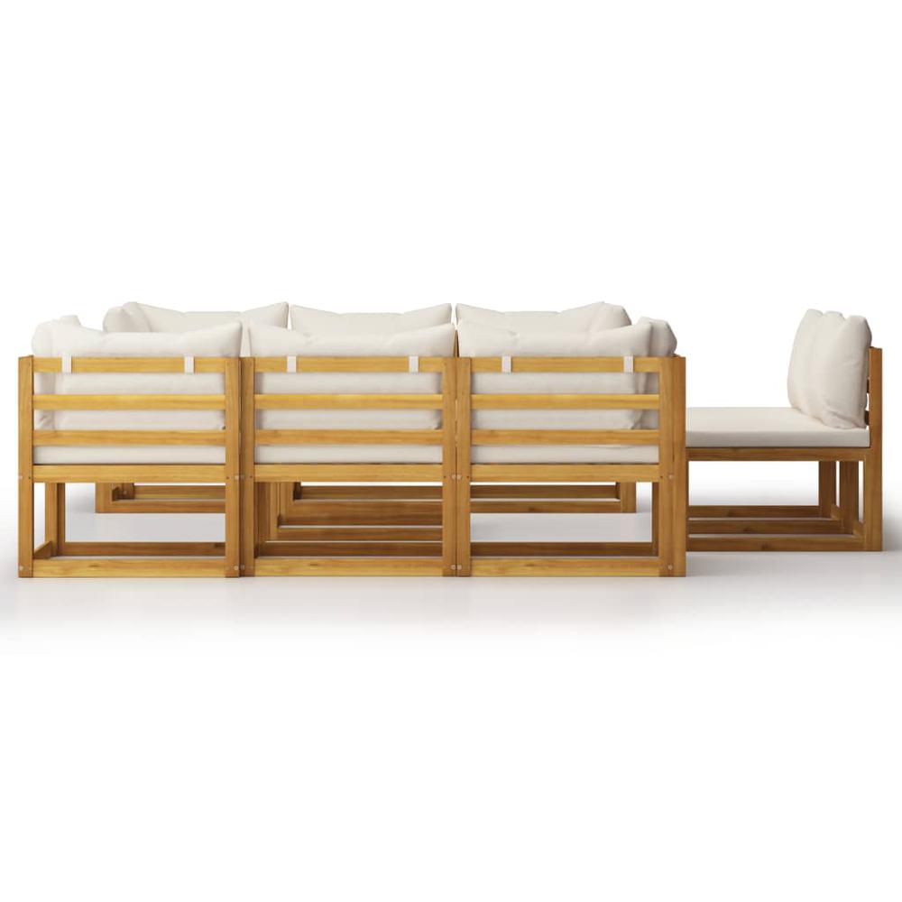 vidaXL 9 Piece Garden Lounge Set with Cushion Cream Solid Acacia Wood 7642. Picture 2