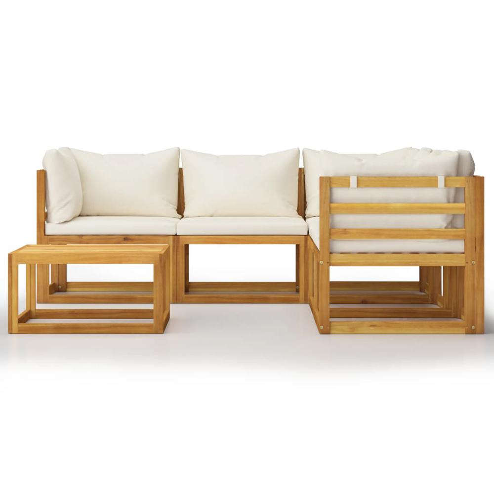 vidaXL 6 Piece Garden Lounge Set with Cushion Cream Solid Acacia Wood, 3057643. Picture 2