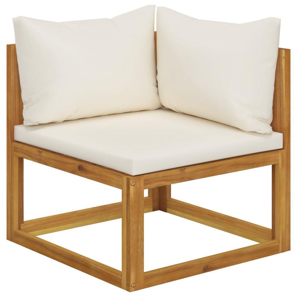 vidaXL 6 Piece Garden Lounge Set with Cushion Cream Solid Acacia Wood, 3057643. Picture 3