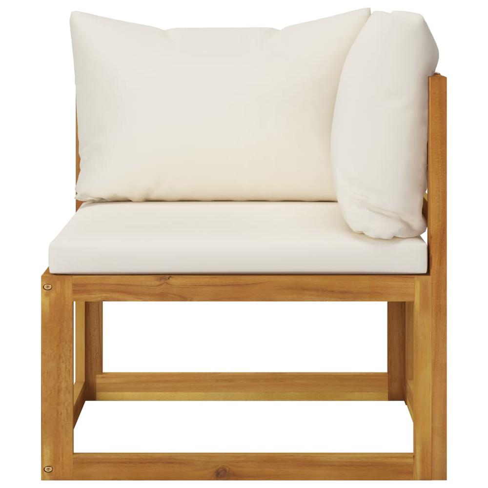 vidaXL 6 Piece Garden Lounge Set with Cushion Cream Solid Acacia Wood, 3057643. Picture 4