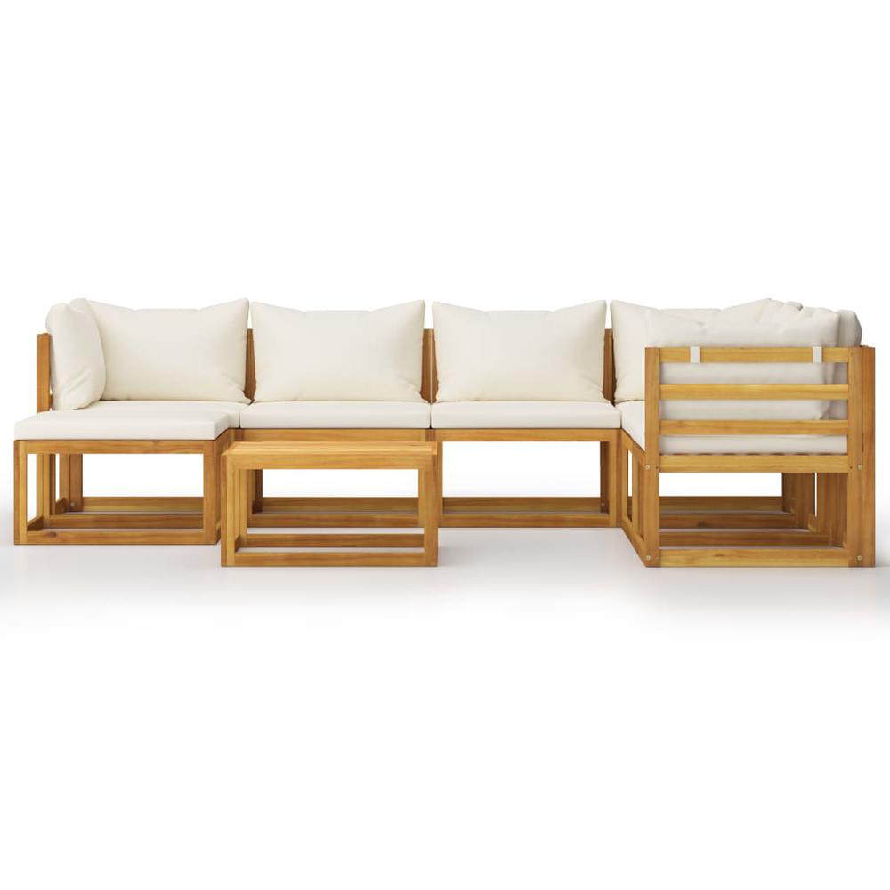 vidaXL 8 Piece Garden Lounge Set with Cushion Cream Solid Acacia Wood, 3057646. Picture 2