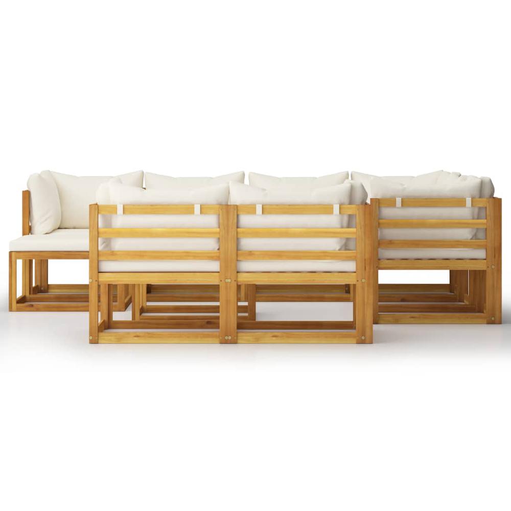 vidaXL 10 Piece Garden Lounge Set with Cushion Cream Solid Acacia Wood, 3057647. Picture 2