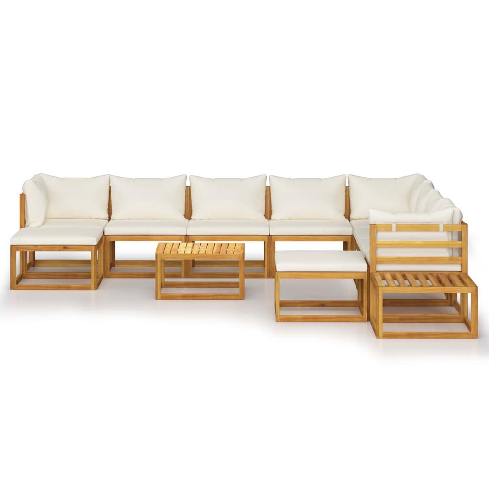 vidaXL 12 Piece Garden Lounge Set with Cushion Cream Solid Acacia Wood, 3057650. Picture 2