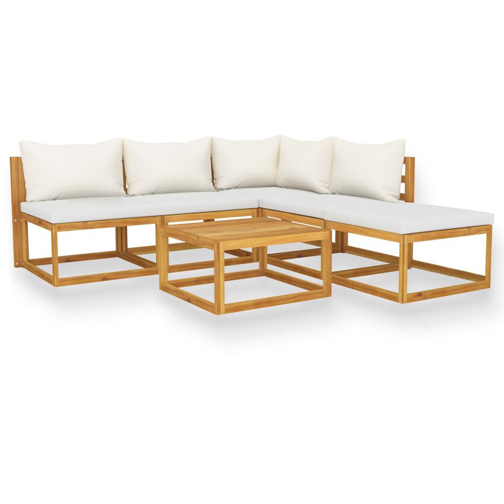 vidaXL 6 Piece Garden Lounge Set with Cushion Cream Solid Acacia Wood, 3057654. The main picture.
