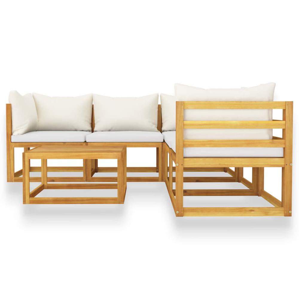 vidaXL 6 Piece Garden Lounge Set with Cushion Cream Solid Acacia Wood, 3057656. Picture 2
