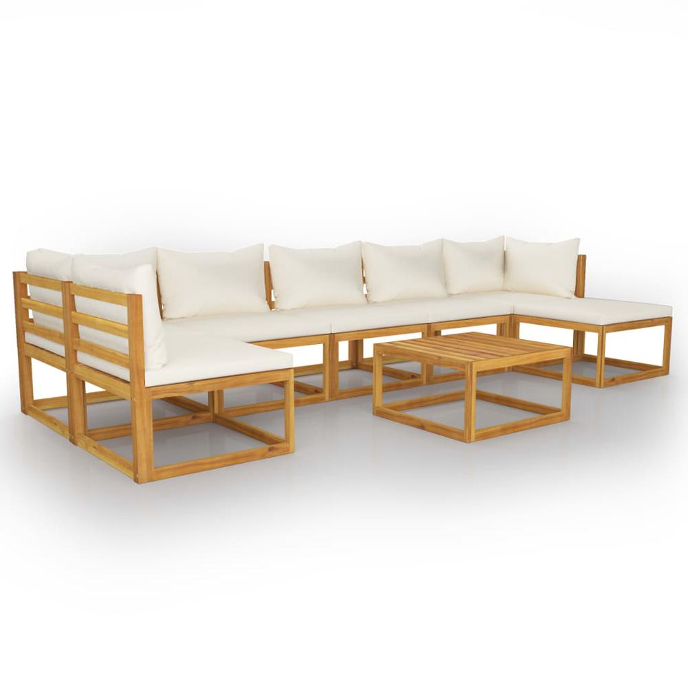 vidaXL 8 Piece Garden Lounge Set with Cushion Cream Solid Acacia Wood, 3057661. The main picture.