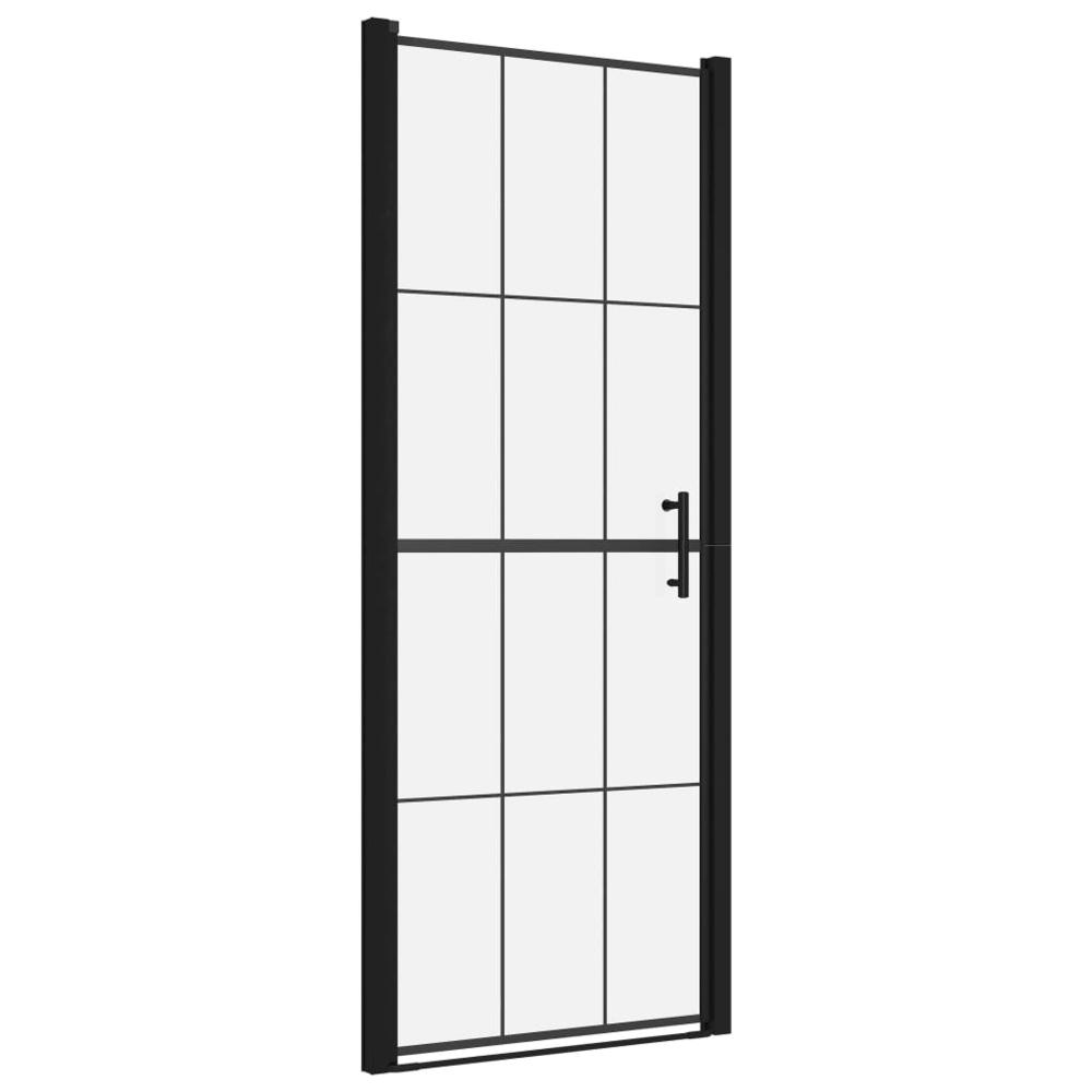 Shower Door Tempered Glass 31.9"x76.8" Black. Picture 1